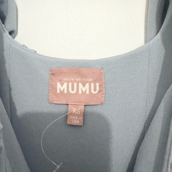 Show Me Your Mumu Greta Midi Dress Silver Sage Stretch Crepe Blue XS - Picture 6 of 7